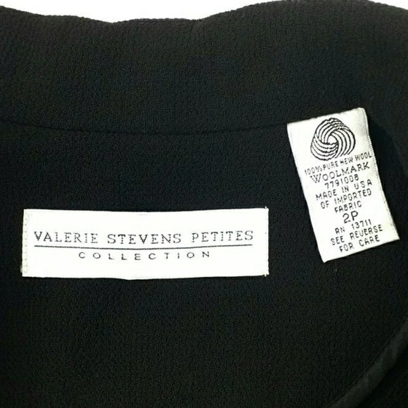 Valerie Stevens Black 3-Button Wool Jacket Blazer Womens 2P Petite - Picture 5 of 8
